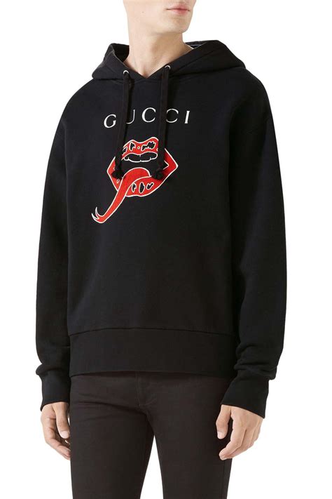 gucci sweater black lips|black Gucci hoodie.